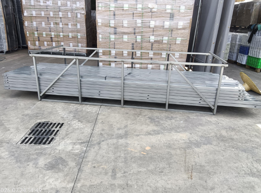 Galvanized solar mounting profiles assembled and ready for export shipment