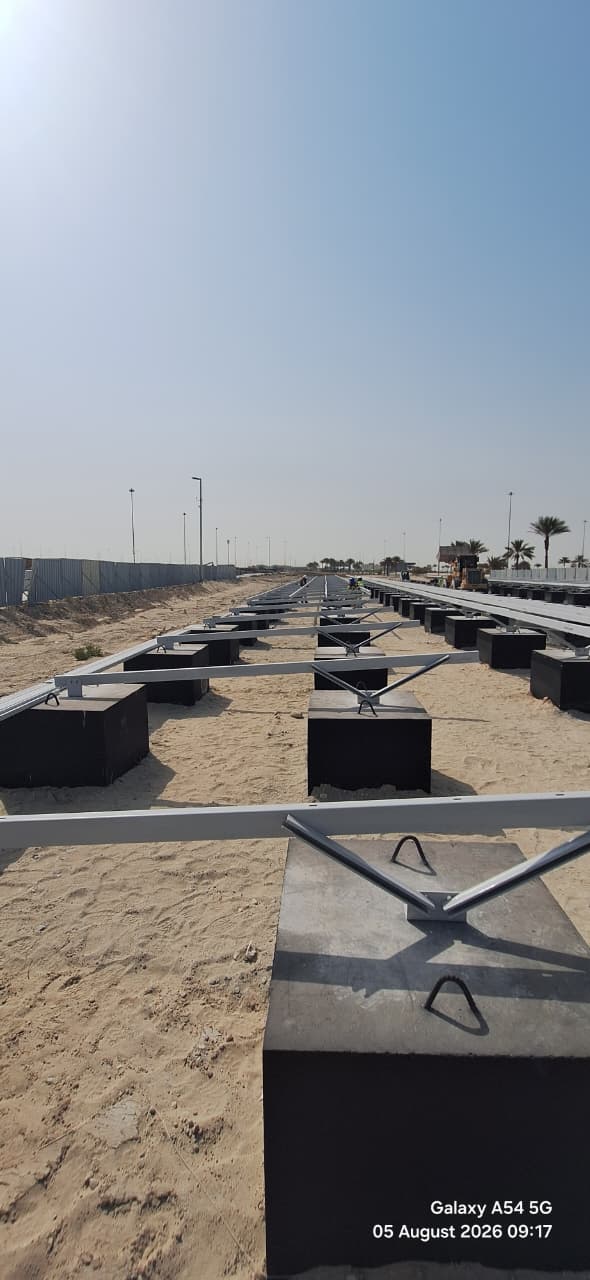 Econo Solar ballast mounting system during installation at desert-climate project site