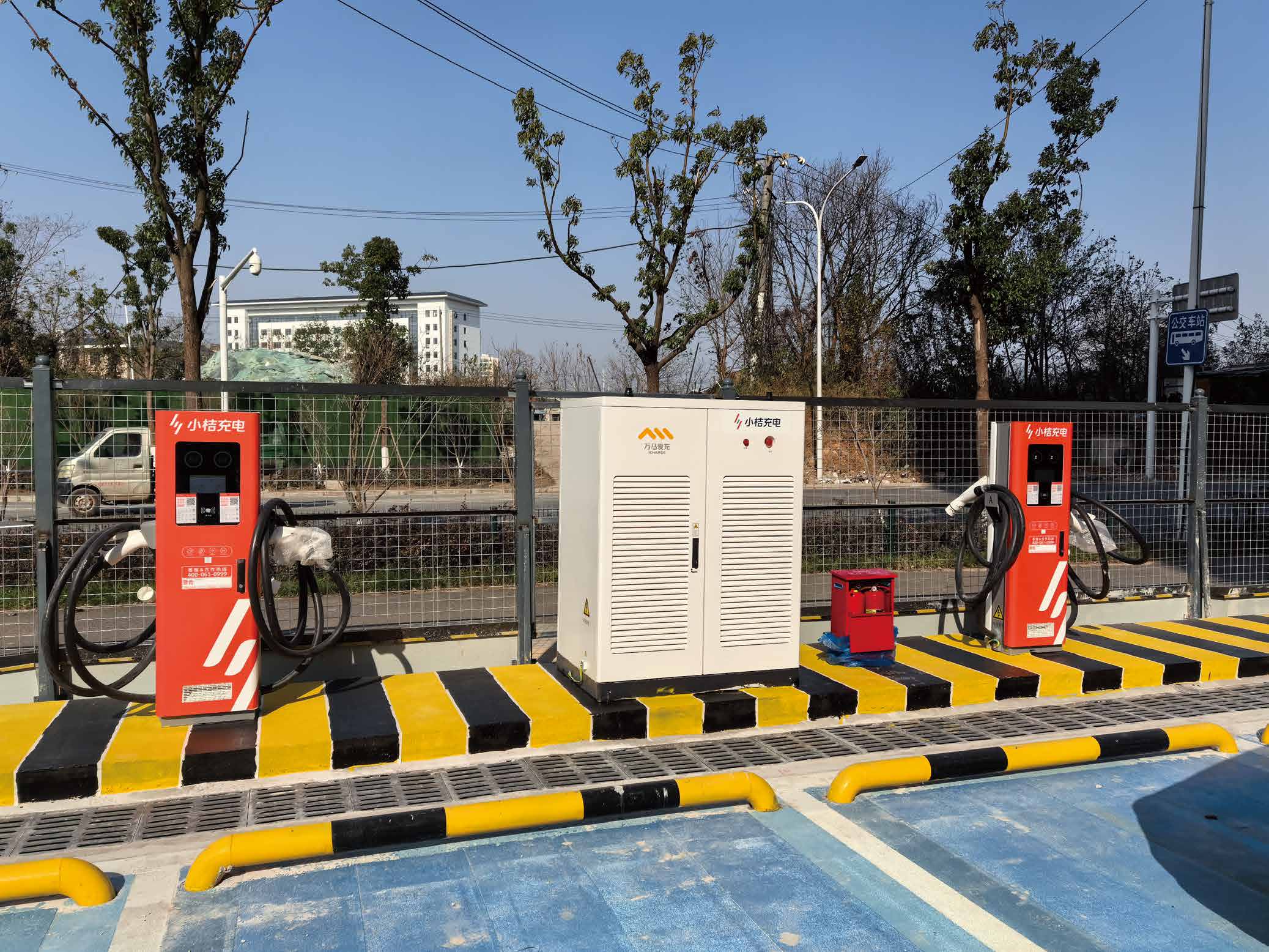 Large EV charging station outdoor installation